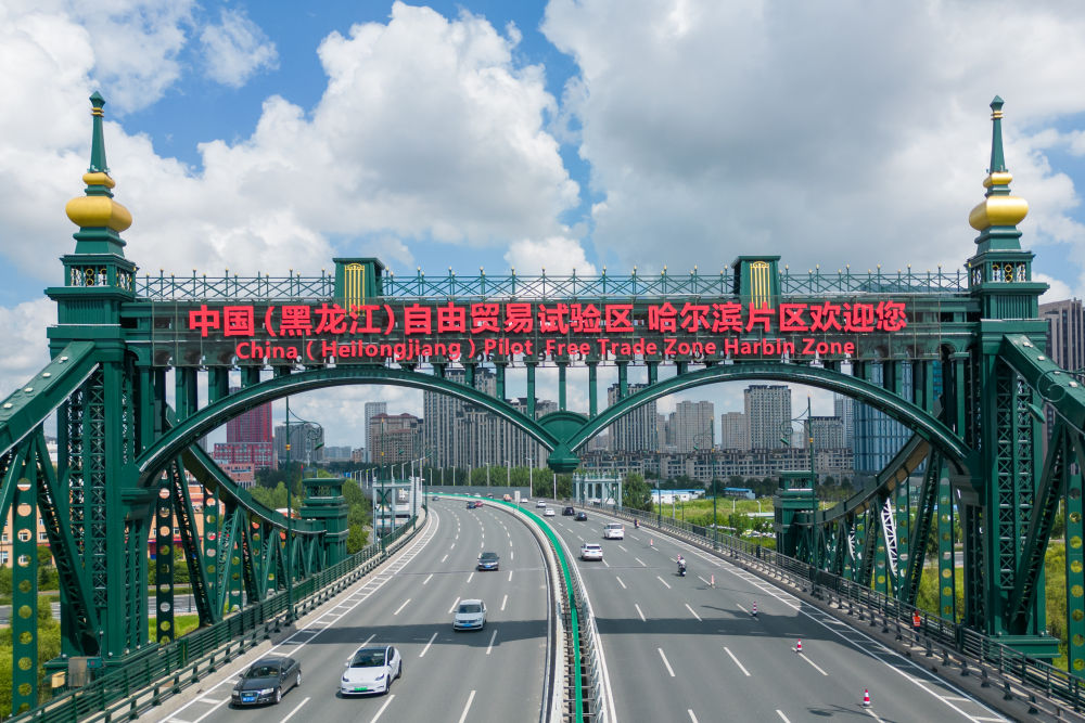 这是中国（黑龙江）自由贸易试验区哈尔滨片区（2024年8月15日摄，无人机照片）。